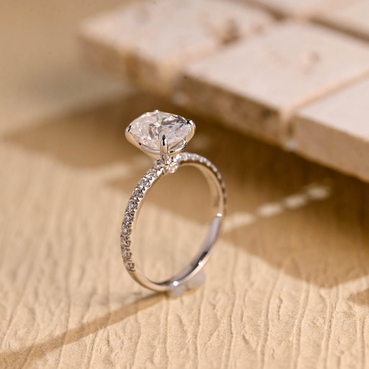 1.50ct-2.50ct Oval Cut Lab Grown Diamond Pave Engagement Ring
