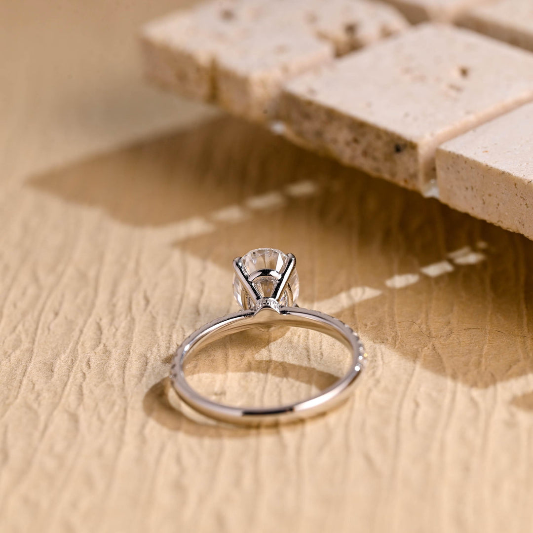 1.50ct-2.50ct Oval Cut Lab Grown Diamond Pave Engagement Ring