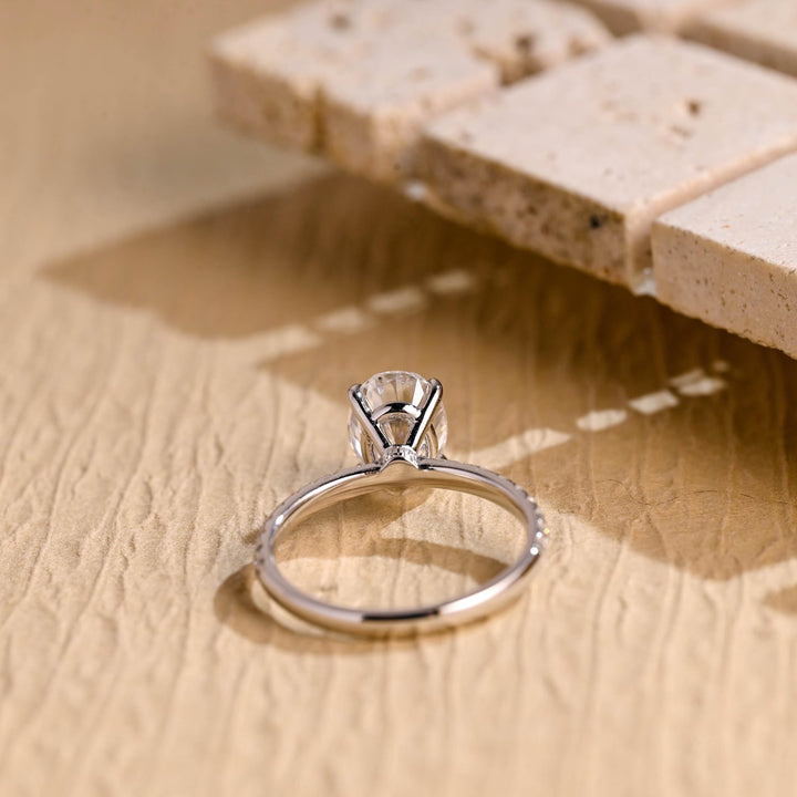 1.50ct-2.50ct Oval Cut Lab Grown Diamond Pave Engagement Ring