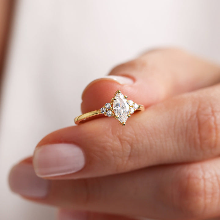 1.0ct-2.0ct Marquise Cut Lab Grown Diamond Cluster Engagement Ring