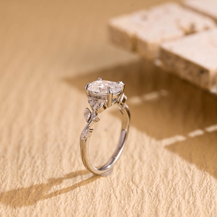 1.50ct-2.50ct Oval Cut Lab Grown Diamond Unique Twig Engagement Ring