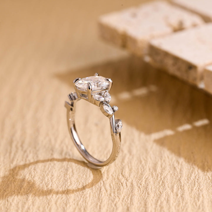1.50ct-2.50ct Oval Cut Lab Grown Diamond Unique Twig Engagement Ring