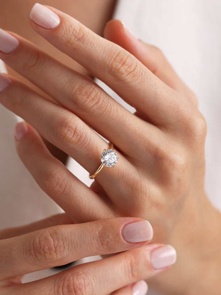 1.0ct-2.0ct Round Cut Lab Grown Diamond Solitaire Engagement Ring