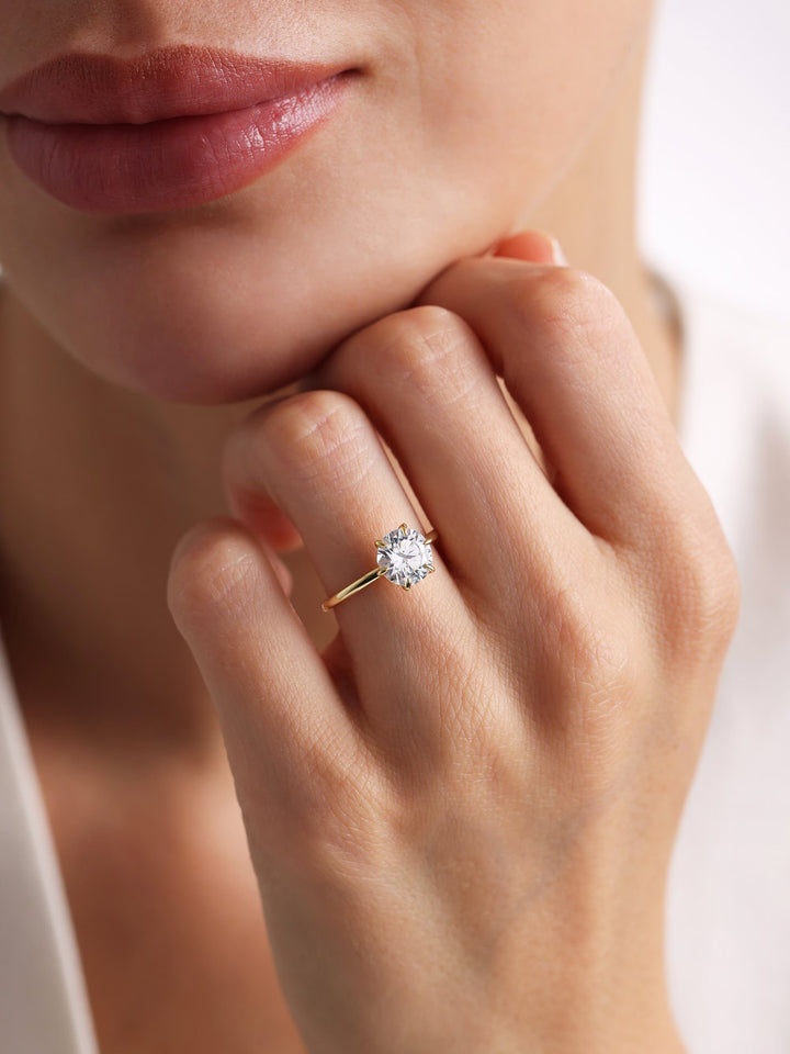 1.0ct-2.0ct Round Cut Lab Grown Diamond Solitaire Engagement Ring