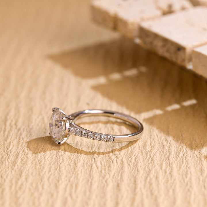 1.50ct-2.50ct Round Cut Lab Grown Diamond Pave Engagement Ring