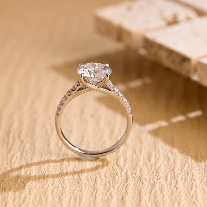 1.50ct-2.50ct Round Cut Lab Grown Diamond Pave Engagement Ring