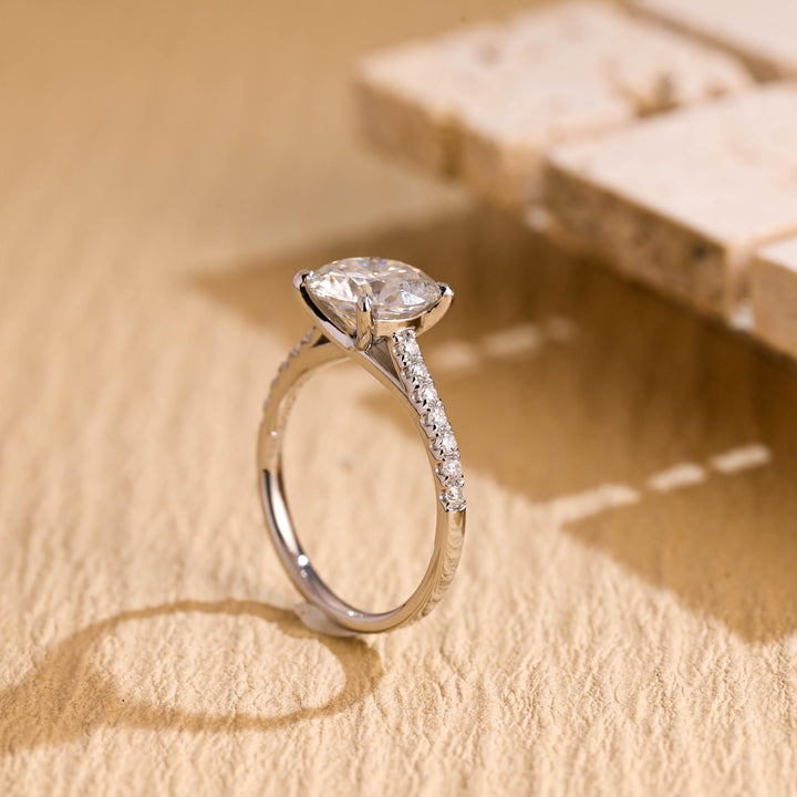 1.50ct-2.50ct Round Cut Lab Grown Diamond Pave Engagement Ring
