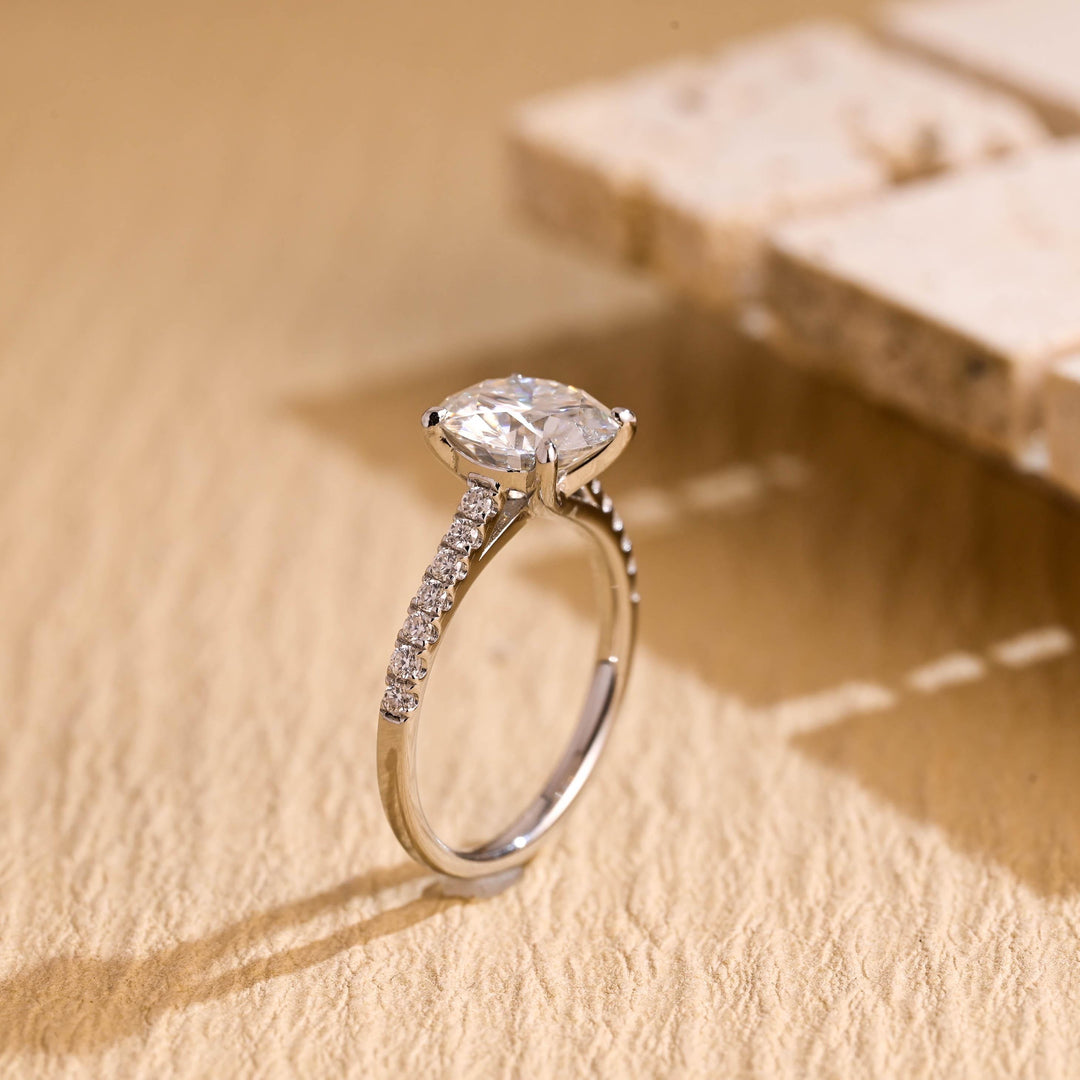1.50ct-2.50ct Round Cut Lab Grown Diamond Pave Engagement Ring