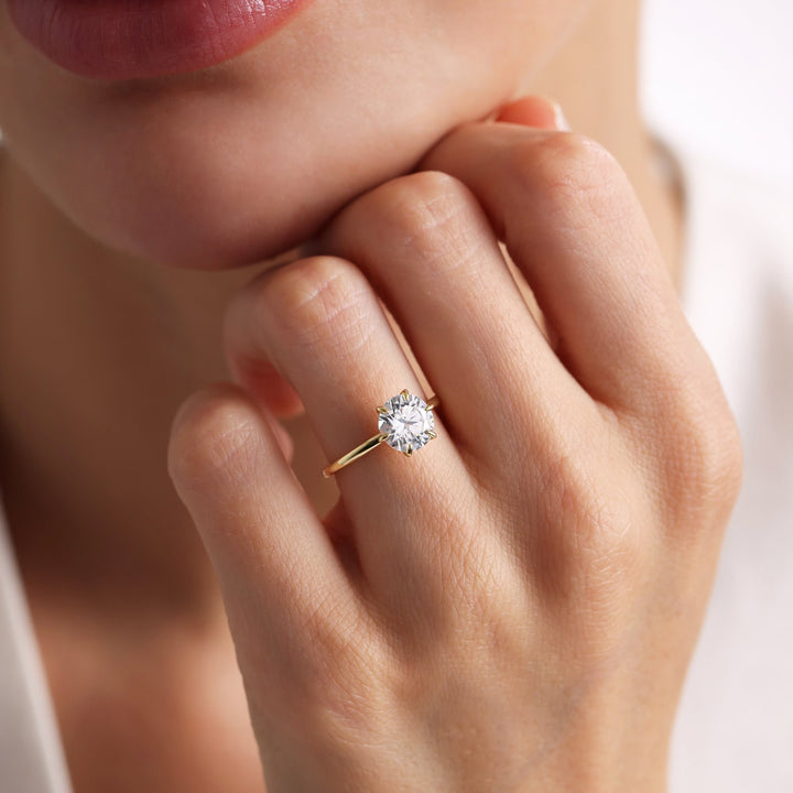 1.0ct-2.0ct Round Cut Lab Grown Diamond Solitaire Engagement Ring