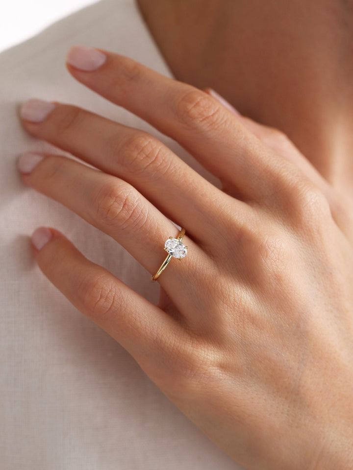 1.0ct-2.0ct Oval Cut Lab Grown Diamond Solitaire Engagement Ring