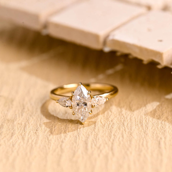1.50ct-2.50ct Marquise Cut Lab Grown Diamond Three Stones Engagement Ring