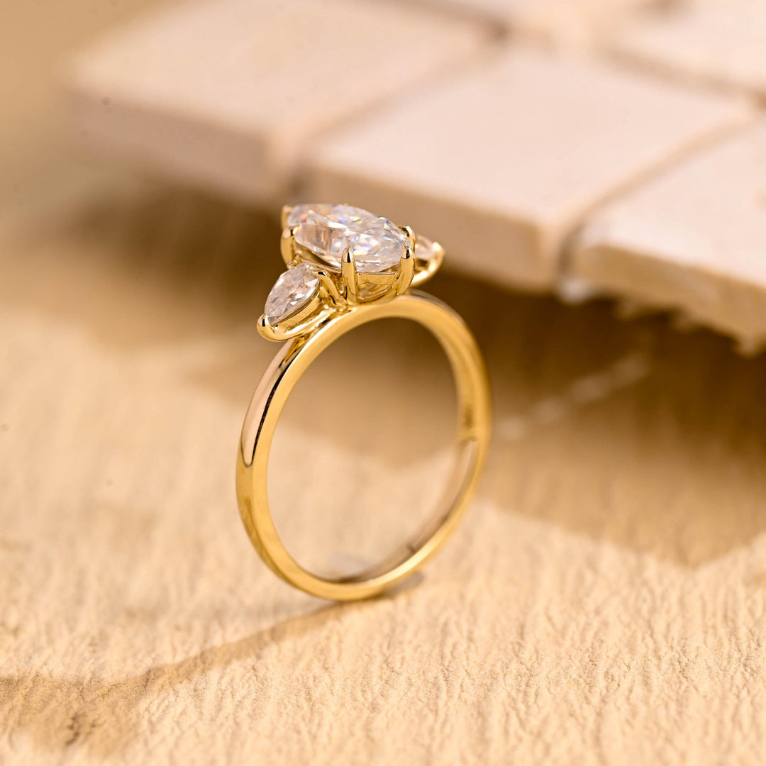 1.50ct-2.50ct Marquise Cut Lab Grown Diamond Three Stones Engagement Ring