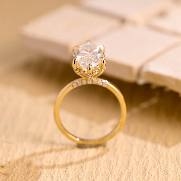 3.0ct-4.0ct Marquise Cut Lab Grown Diamond Hidden Halo Engagement Ring