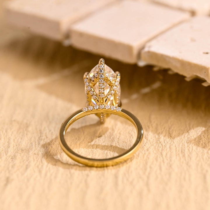 3.0ct-4.0ct Marquise Cut Lab Grown Diamond Hidden Halo Engagement Ring