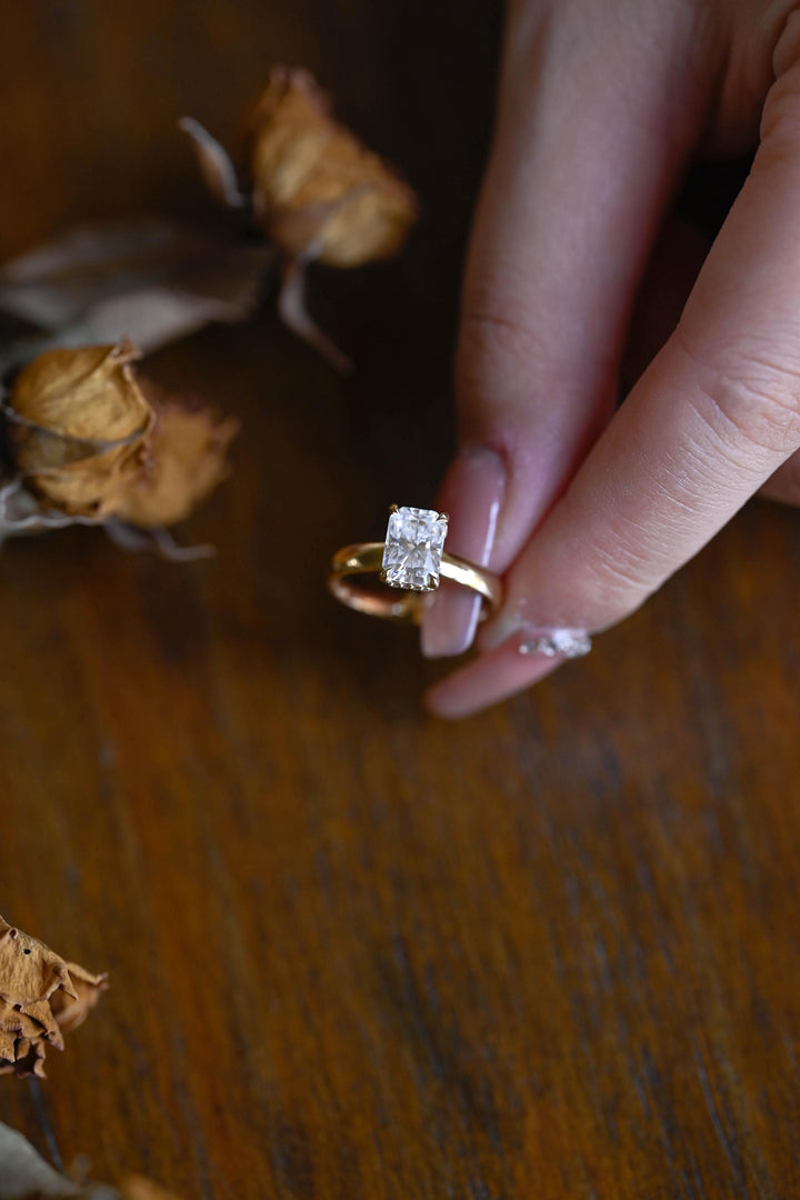 1.50ct-2.50ct Radiant Cut Lab Grown Diamond Hidden Halo Engagement Ring