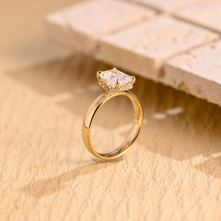 1.50ct-2.50ct Radiant Cut Lab Grown Diamond Hidden Halo Engagement Ring
