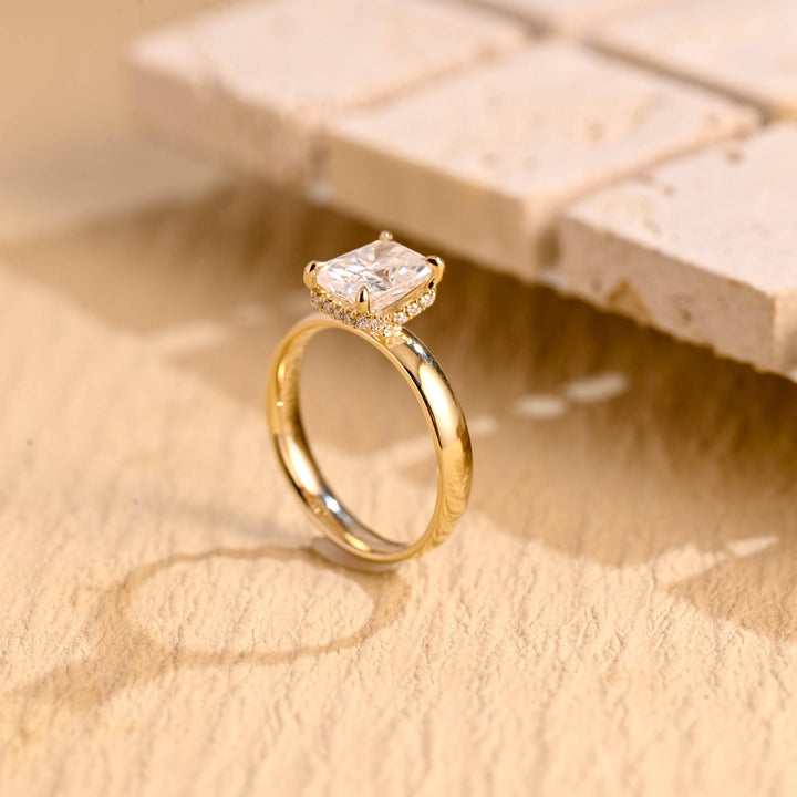 1.50ct-2.50ct Radiant Cut Lab Grown Diamond Hidden Halo Engagement Ring