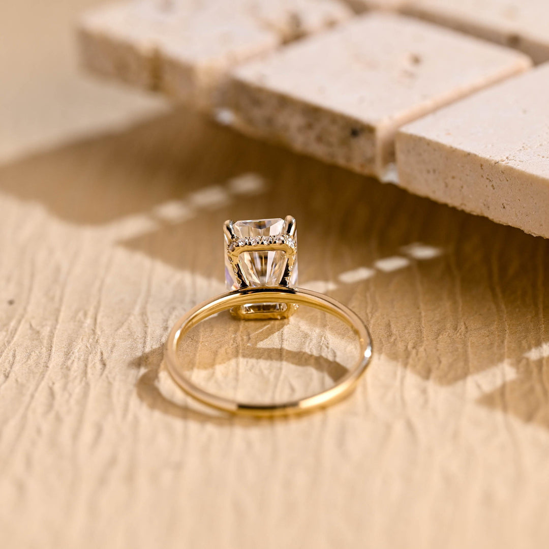 2.50ct-3.50ct Radiant Cut Lab Grown Diamond Hidden Halo Engagement Ring