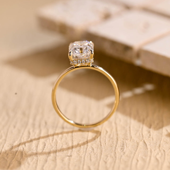 2.50ct-3.50ct Radiant Cut Lab Grown Diamond Hidden Halo Engagement Ring