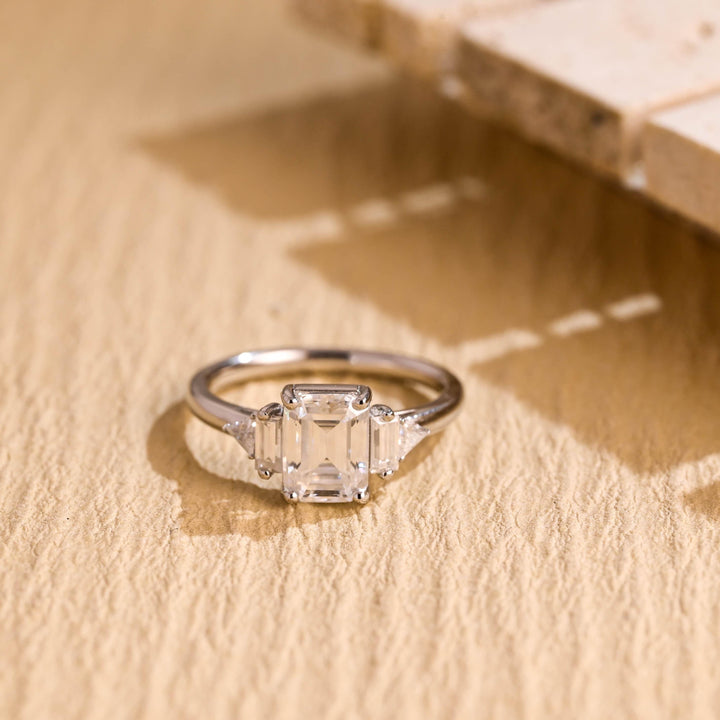 1.50ct-2.50ct Emerald Cut Lab Grown Diamond Cluster Engagement Ring