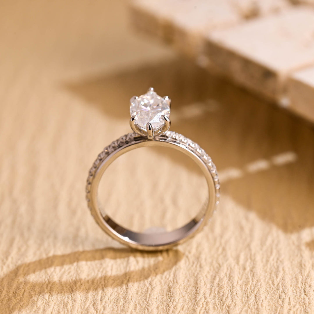 1.0ct-2.0ct Marquise Cut Lab Grown Diamond Thick Engagement Ring