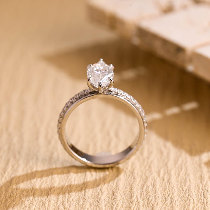 1.0ct-2.0ct Marquise Cut Lab Grown Diamond Thick Engagement Ring