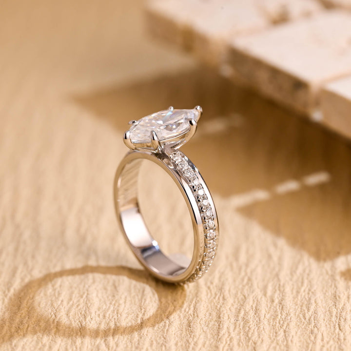 1.0ct-2.0ct Marquise Cut Lab Grown Diamond Thick Engagement Ring