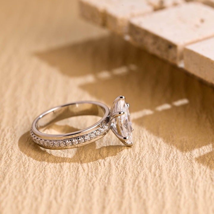 1.0ct-2.0ct Marquise Cut Lab Grown Diamond Thick Engagement Ring