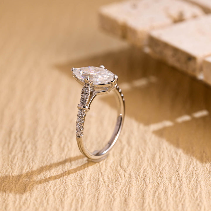1.0ct-2.0ct Marquise Cut Lab Grown Diamond Vintage Pave Engagement Ring