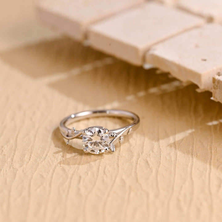 2.0ct-3.0ct Round Cut Lab Grown Diamond Vintage Twig Engagement Ring