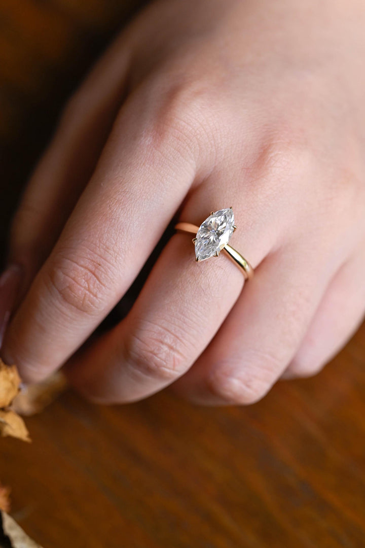 2.0ct-3.0ct Marquise Cut Lab Grown Diamond Solitaire Engagement Ring
