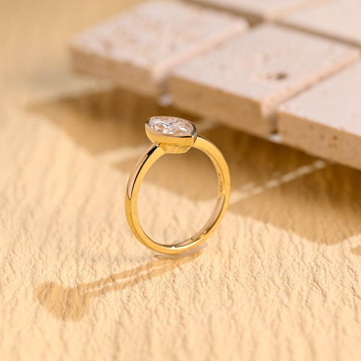 1.50ct-2.50ct Bezel Set Marquise Cut Lab Grown Diamond Engagement Ring