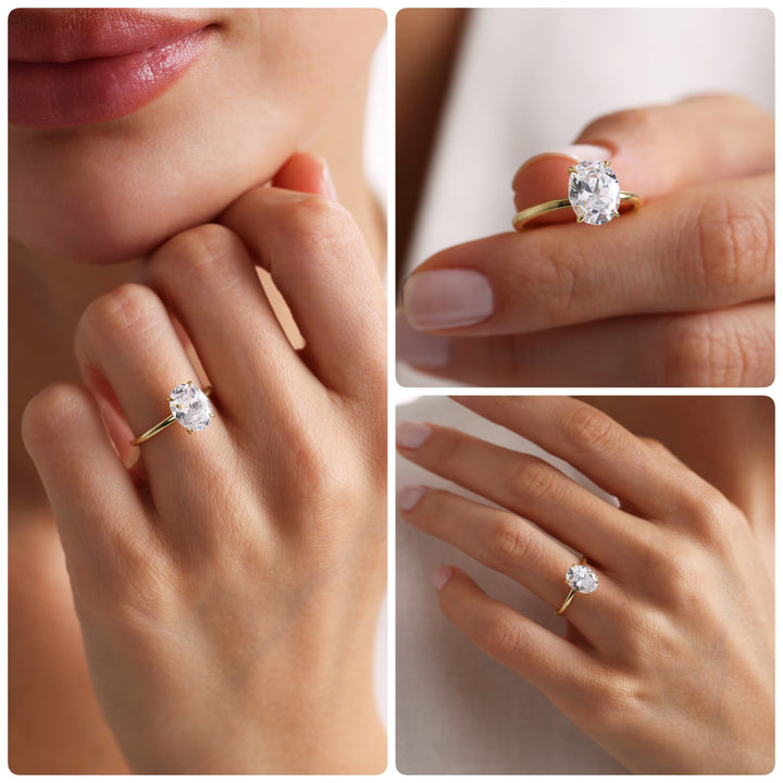 2.0ct-3.0ct Oval Cut Lab Grown Diamond Solitaire Engagement Ring