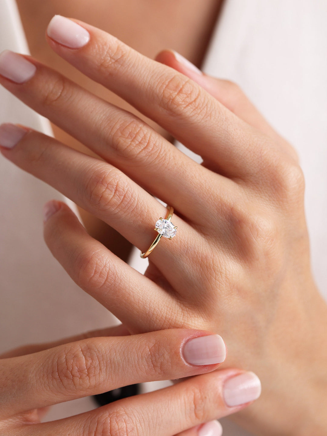 1.0ct-2.0ct Oval Cut Lab Grown Diamond Solitaire Engagement Ring