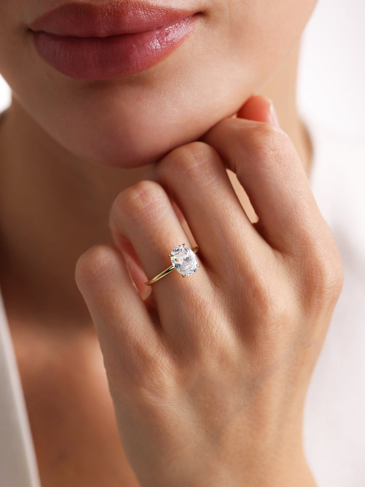 2.0ct-3.0ct Oval Cut Lab Grown Diamond Solitaire Engagement Ring