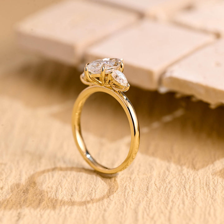 1.50ct-2.50ct Marquise Cut Lab Grown Diamond Three Stones Engagement Ring