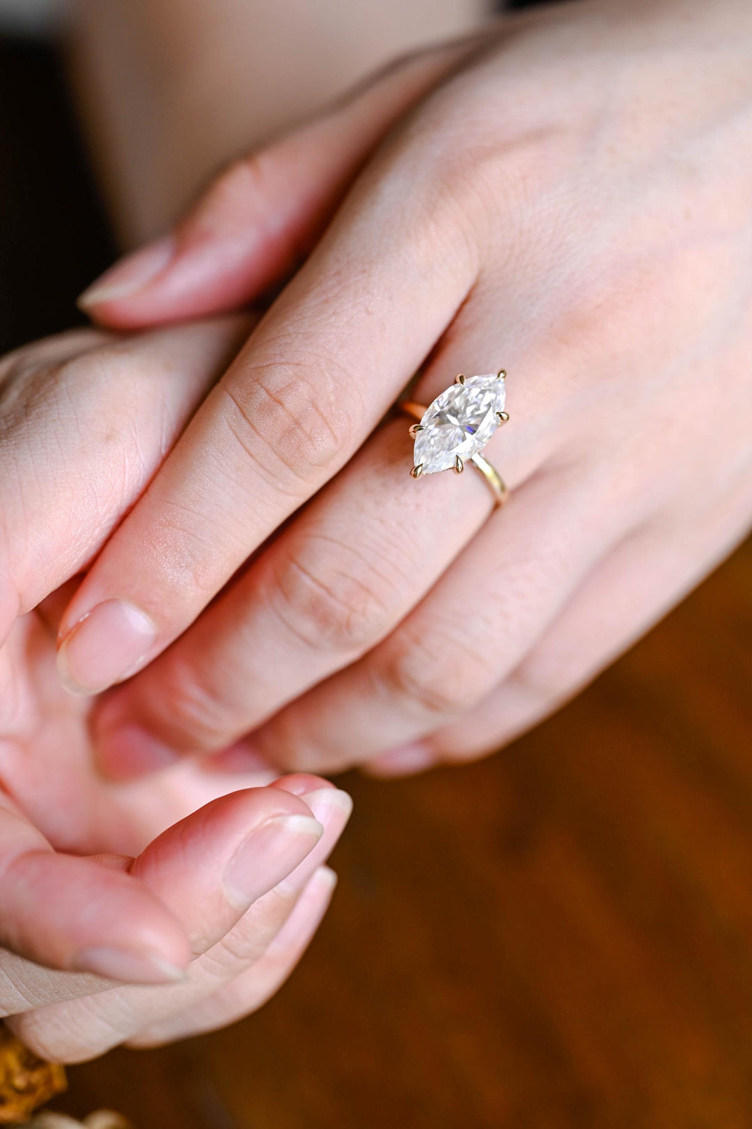 3.0ct-4.0ct Marquise Cut Lab Grown Diamond Hidden Halo Engagement Ring