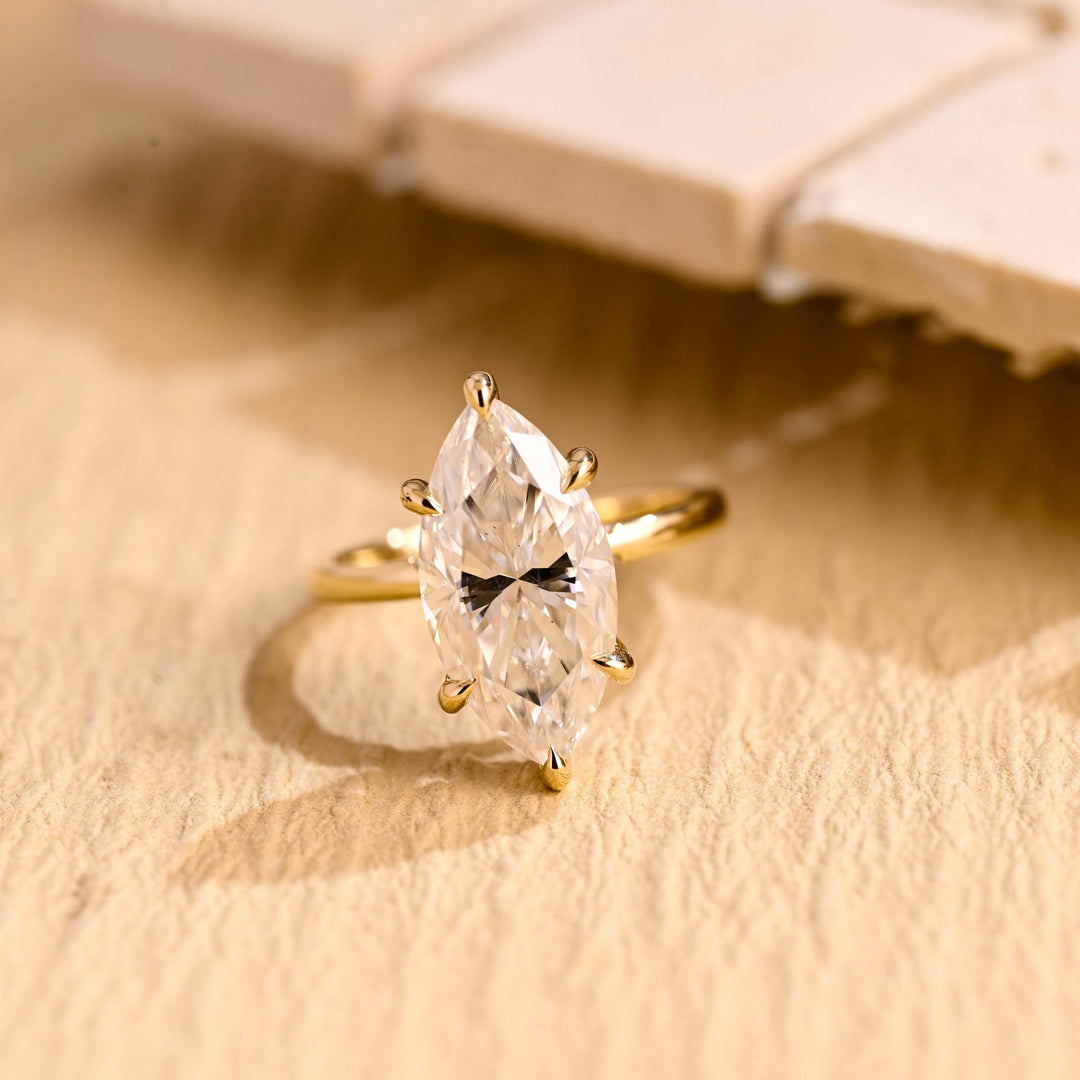 3.0ct-4.0ct Marquise Cut Lab Grown Diamond Hidden Halo Engagement Ring