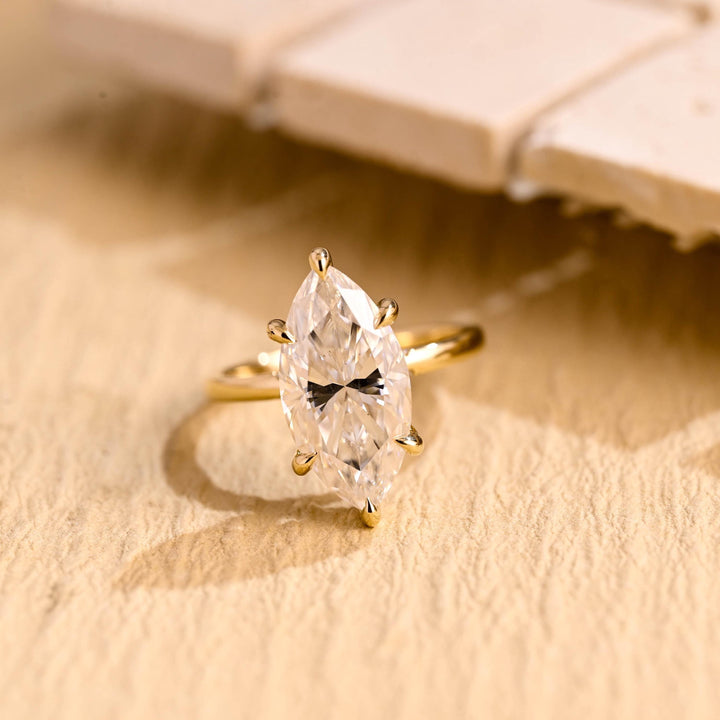 3.0ct-4.0ct Marquise Cut Lab Grown Diamond Hidden Halo Engagement Ring