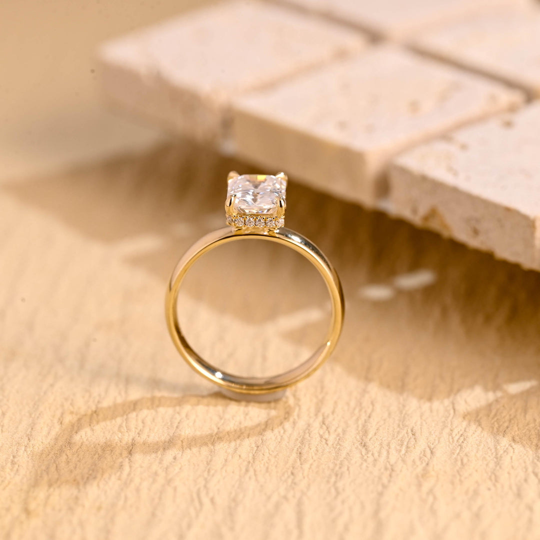 1.50ct-2.50ct Radiant Cut Lab Grown Diamond Hidden Halo Engagement Ring
