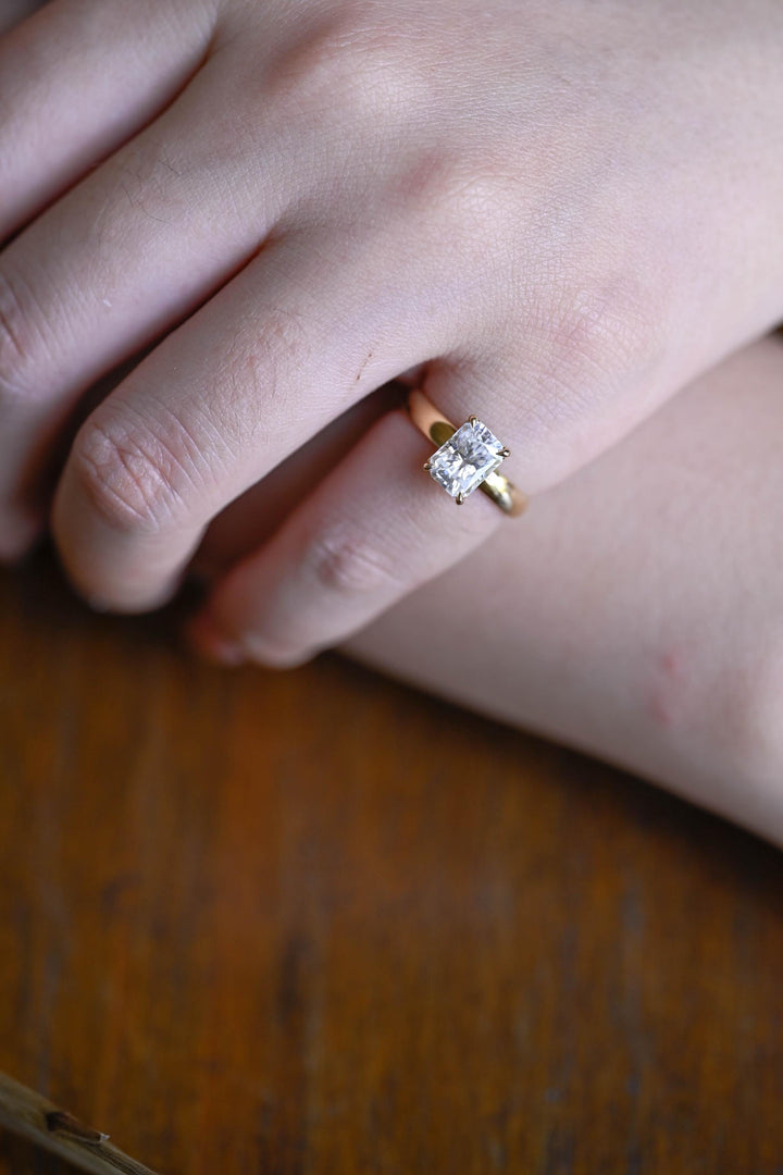 1.50ct-2.50ct Radiant Cut Lab Grown Diamond Hidden Halo Engagement Ring