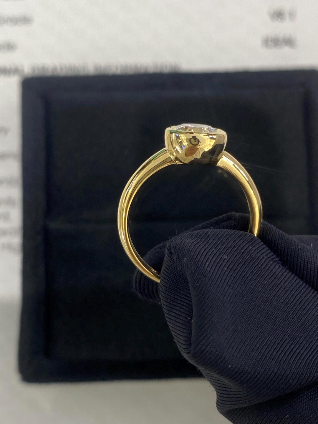 1.0ct-2.0ct Bezel Set Round Cut Lab Grown Diamond Engagement Ring