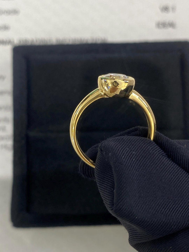 1.0ct-2.0ct Bezel Set Round Cut Lab Grown Diamond Engagement Ring