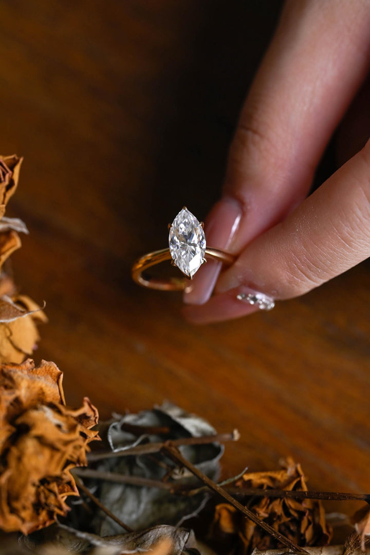 2.0ct-3.0ct Marquise Cut Lab Grown Diamond Solitaire Engagement Ring