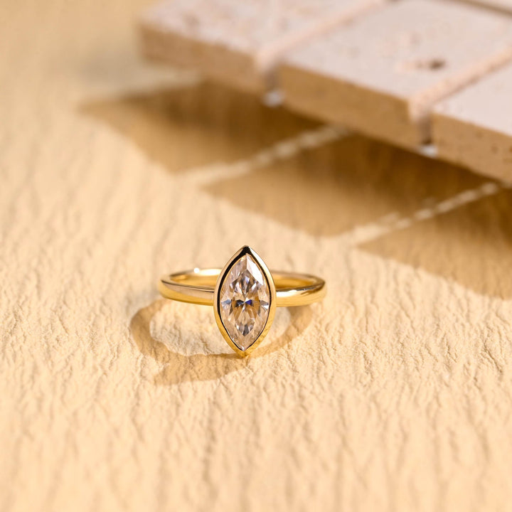 1.50ct-2.50ct Bezel Set Marquise Cut Lab Grown Diamond Engagement Ring