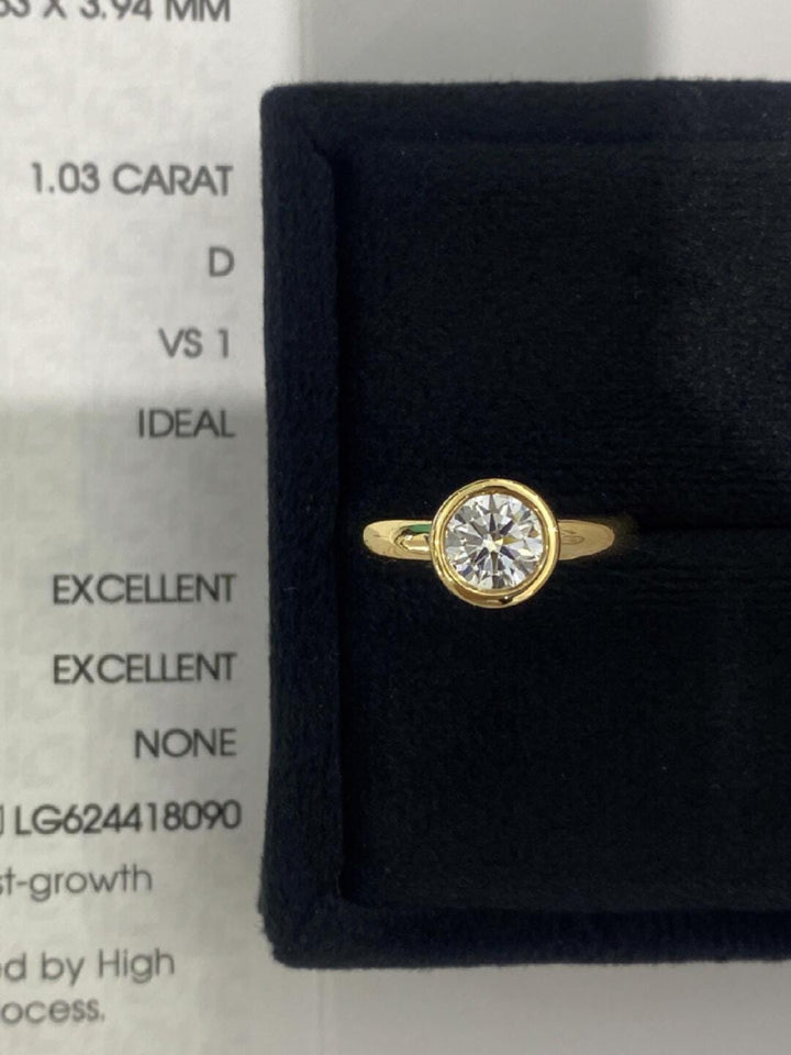 1.0ct-2.0ct Bezel Set Round Cut Lab Grown Diamond Engagement Ring