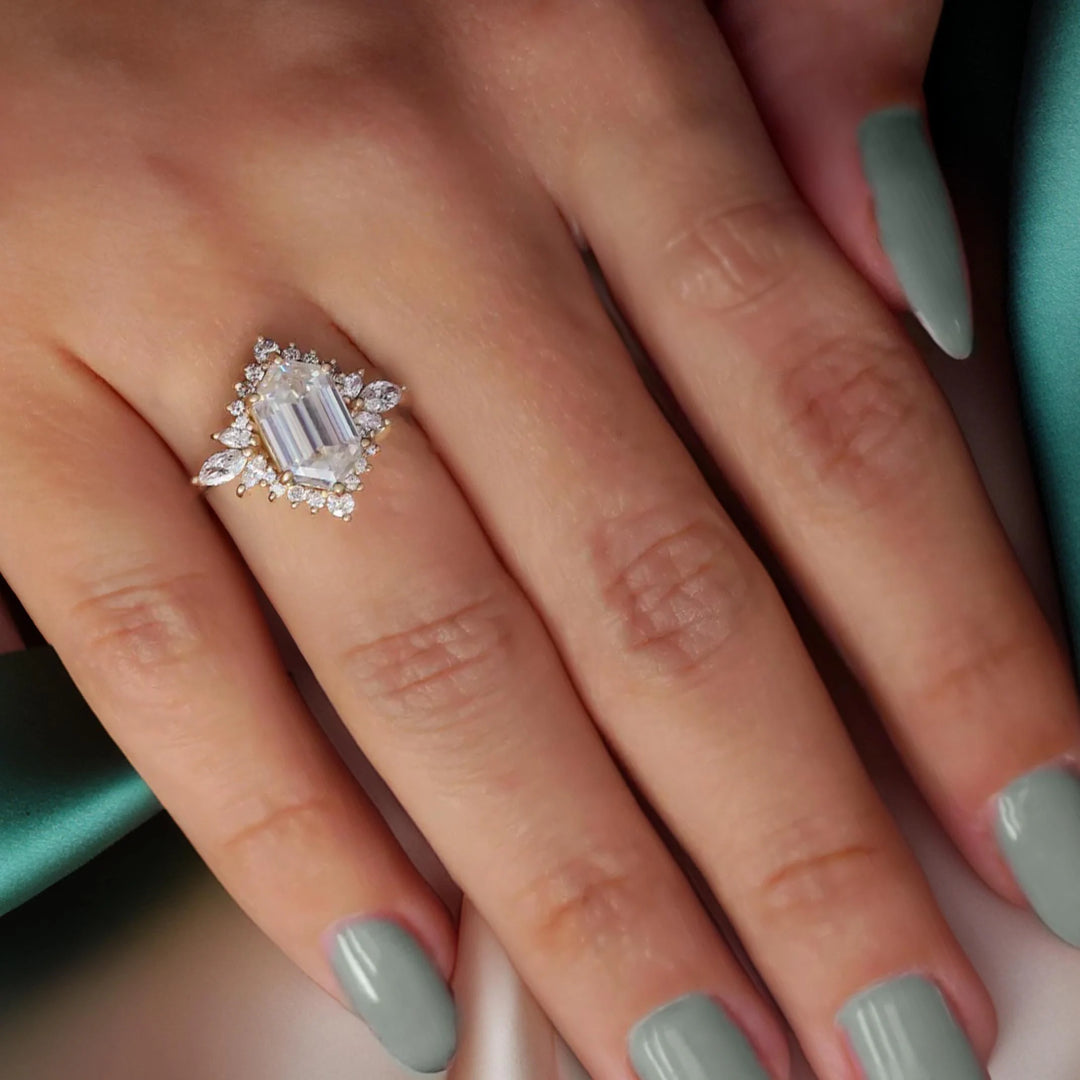 3.0CT Hexagon Lab Grown Cluster Diamond Engagement Ring