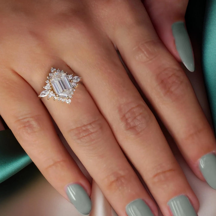 3.0CT Hexagon Lab Grown Cluster Diamond Engagement Ring