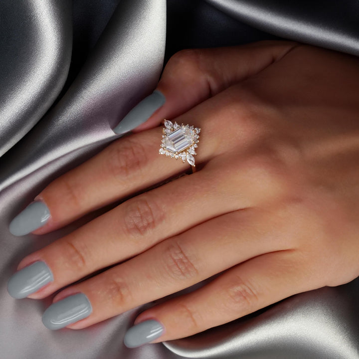 3.0CT Hexagon Lab Grown Cluster Diamond Engagement Ring