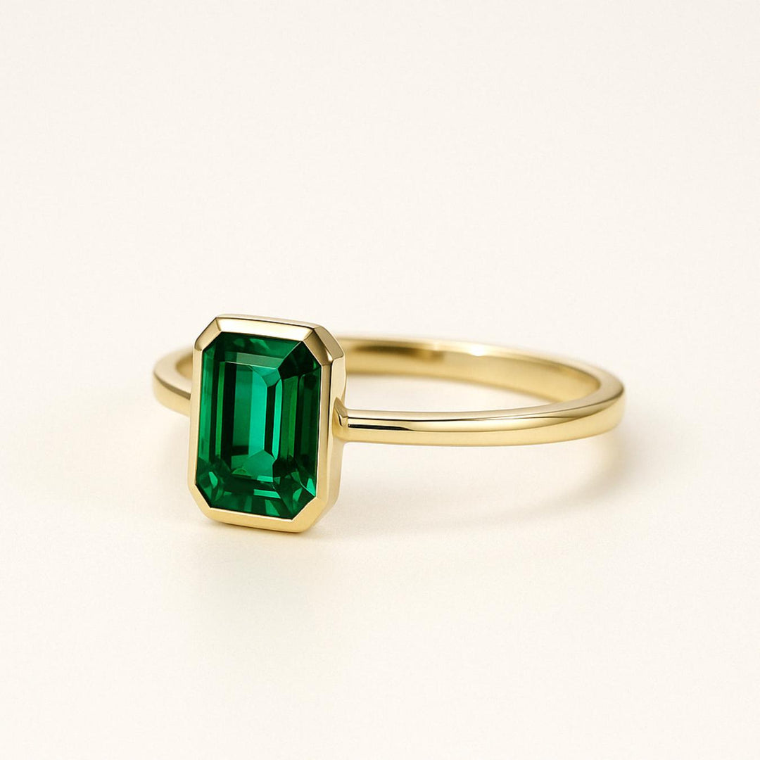 2.0CT Green Emerald Lab Grown Diamond Engagement Ring